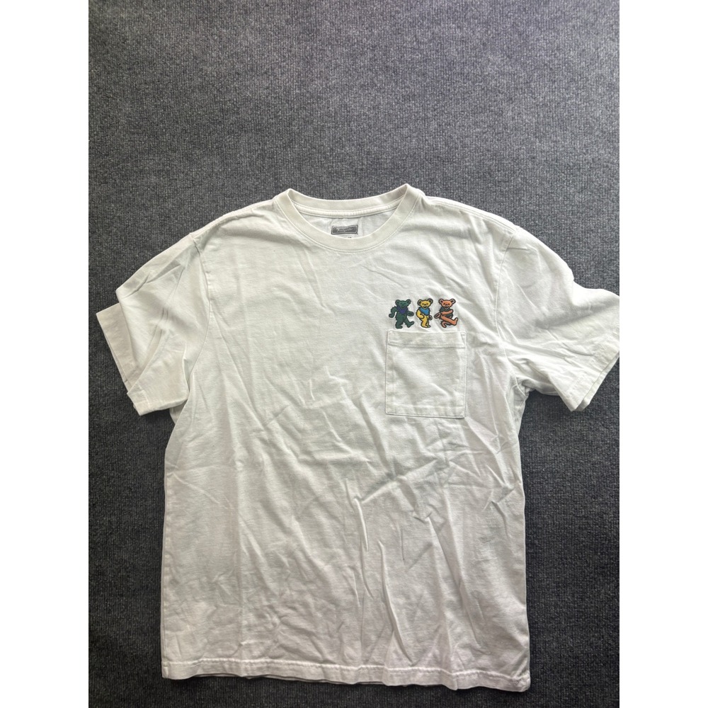 Tailgate Grateful Dead T-Shirt Mens L White Pocket Dancing Bears Embroidery